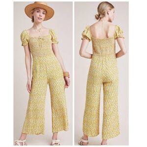 Faithfull The Brand Anthropologie Smocked Floral Cottagecore Jumpsuit‎ Size M